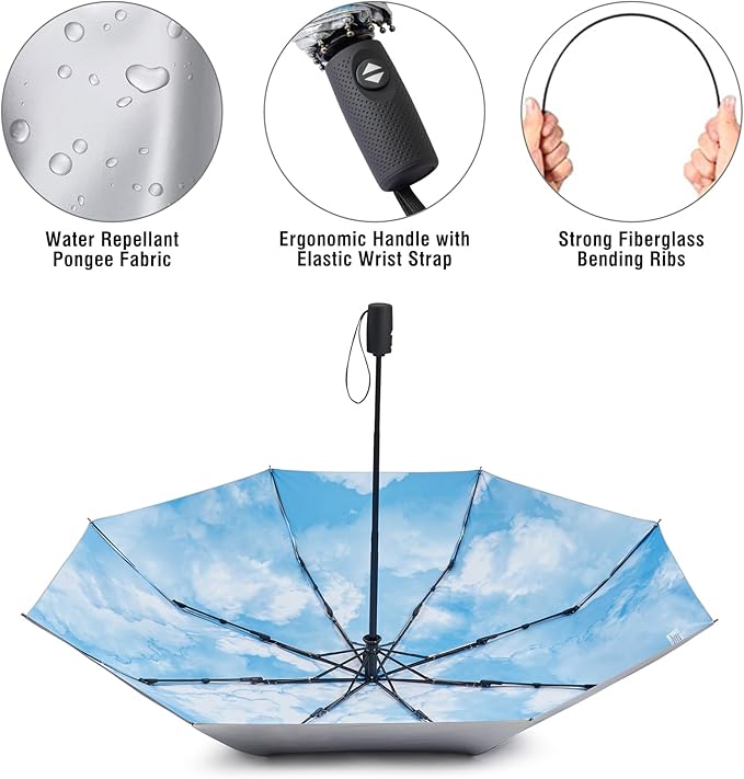 G4Free UPF 50+ UV Protection Large Travel Umbrella 42/46 Inch Auto Open Close Windproof Sun Blocking Umbrella