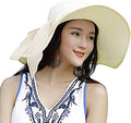 DRESHOW Beach Hats for Women Big Straw Wide Brim Summer Hat Floppy Foldable Roll up Cap Sun Hat UPF 50+
