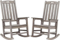 Psilvam Outdoor Rocking Chair Set of 2, Poly Lumber Oversized Rocking Chair with 21" Wide Seat and 32" Tall Backrest, Pre-Assembled with Most Components for Effortless Installation(Light Gray)