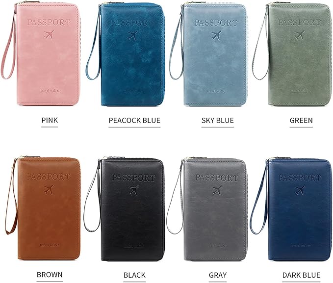 Rowgins Rfid Blocking Passport Holder Wallet, Rowgins Rfid Passport Holder with Zipper, PU Leather PassportHolder for Travel (BLACK)