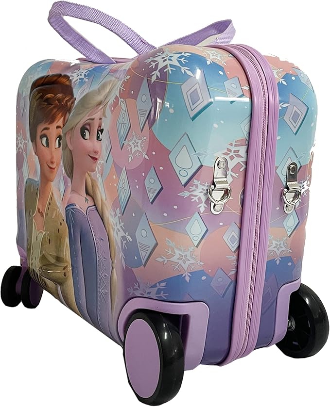 Disney Frozen Ride on Suitcase for Kids, 18'' Suitcase with Seat for Kids, Childre Riding Luggage, Cute Lightweight Travel LuggageTrolley