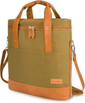 Tirrinia Insulated Wine Gift carrier - 3 Bottle Travel Padded Wine Carry Cooler Tote Bag with Handle and Adjustable Shoulder Strap, Khaki