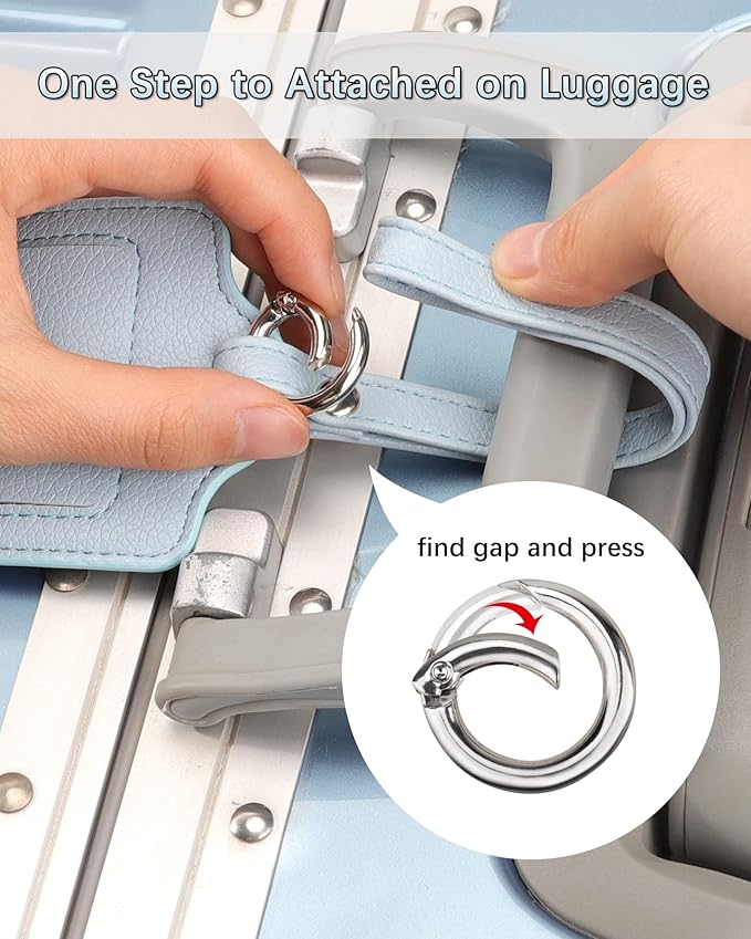 Teskyer Luggage Tags, 3 Pack Premium PU Leather Luggage Tags for Suitcases, Privacy Protection Travel Bag Tags, Lichee Cyan