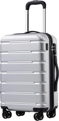 Coolife Luggage Suitcase Carry-on Spinner TSA Lock USB Port Expandable (only 28’’) Lightweight Hardside Luggage (Silver, S(20in_carry on))