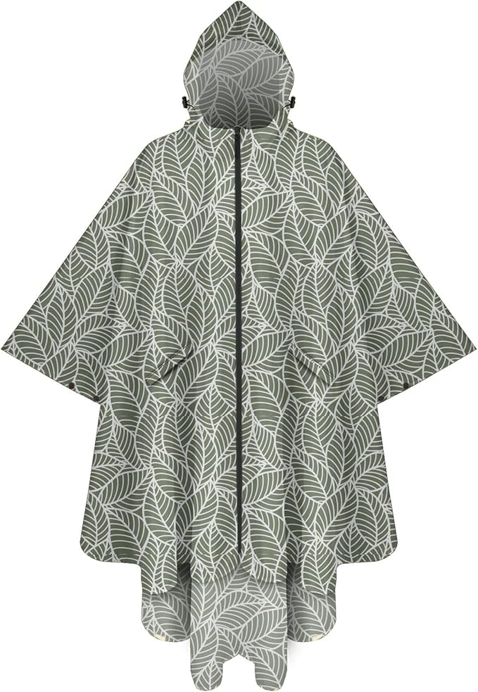 PTEROMY Hooded Rain Poncho for Adult with Pocket and Zipper, Waterproof Lightweight Raincoat for Men and Women