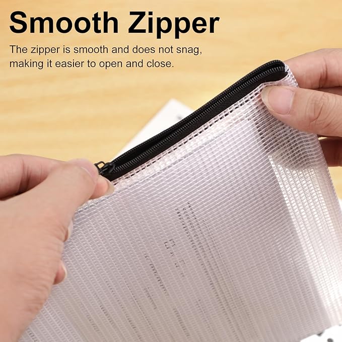 20pcs Multisize Mesh Zipper Pouch, Waterproof Bags for Office Supplies, 8 Sizes Waterproof Plastic Document Pouch, Bags for Travel Storage, Office Supply and Home Organize