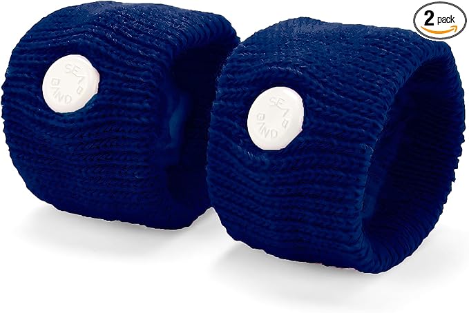 Sea-Band Anti-Nausea Acupressure Wristband for Motion & Morning Sickness - 1 Pair Navy Blue