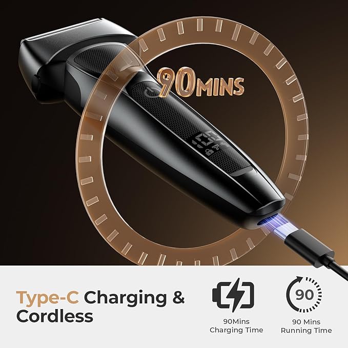 Electric Foil Shavers for Men: Portable Electric Razor for Face- Rechargeable Wet/Dry Waterproof Shaver with LED Display & Fast Charge-Ultra-Thin Razor for Close Shaving
