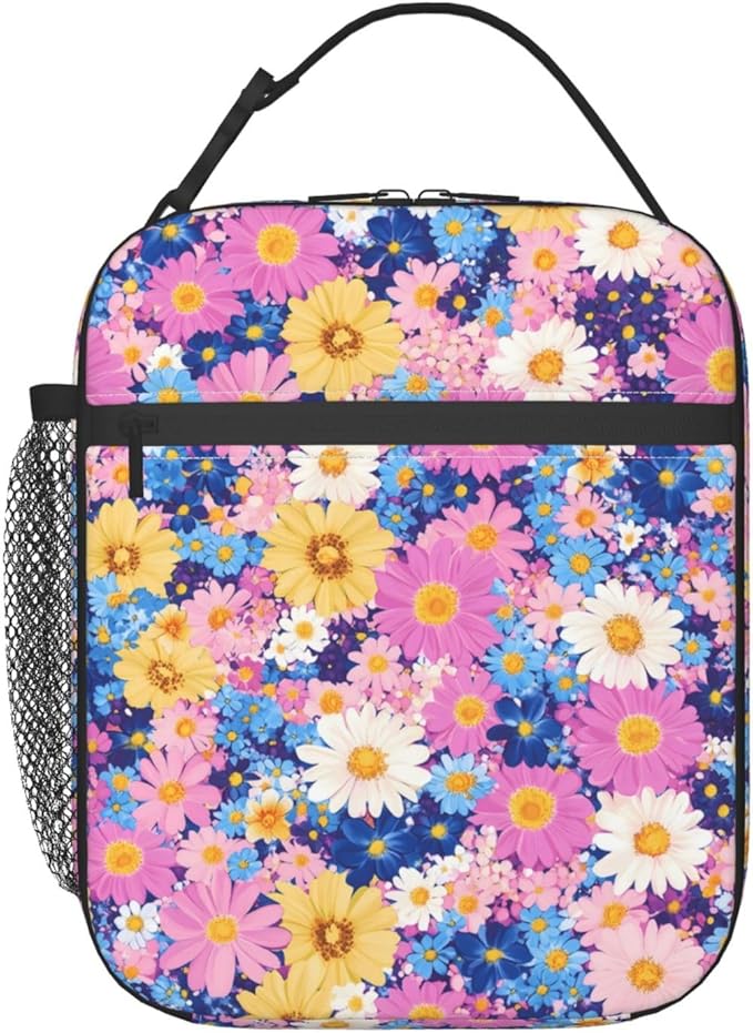 Floral Insulated Lunch Box for Women Men Floral Lunch Bag for Travel,or Fishing Polyester