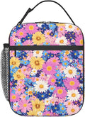 Floral Insulated Lunch Box for Women Men Floral Lunch Bag for Travel,or Fishing Polyester