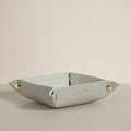 OLETHA Small Foldable Valet Tray - Aesthetic Desk Organizer for Home, Office & Travel - Portable Catch All Bowl for Keys, Jewelry & Essentials - Woven Textured, Grey
