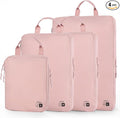 EPICKA 4 Set Ultra-Lightweight Compression Packing Cubes - Water Resistant Durable Travel Organizers Bags for Women, Expandable Travel Accessories for Carry on, Luggage, Suitcase, Backpack (Pink)