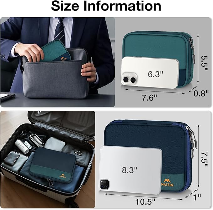 MATEIN Electronics Organizer Travel Case 2 Pack, Water Resistant Backpack Organizer Pouch for Travel Essentials, Cable Storage Bag for Earbuds, Phone & Flash Drive, Tech Gift for Men