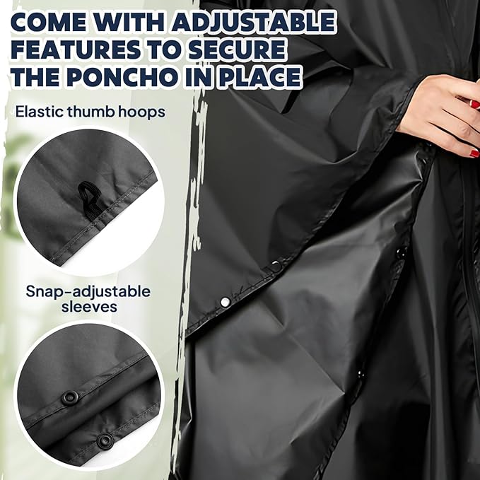 ANYOO Waterproof Rain Poncho Lightweight Reusable Hiking Hooded Coat Jacket for Outdoor Activities
