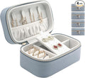 Travel Jewelry Case Bulk Of 4 For Women Weekend Trips, Gold Zip, PU Leather Compact Jewelry Organizer For Earring Bracelets Blue Travel Jewelry Box Set 4 Perfect For Small Bridesmaid Jewelry Box Gift