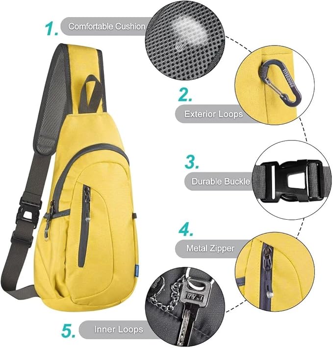 TITECOUGO Small Sling Bag, Lightweight Crossbody Backpack for Men Women, Shoulder Bag for Sports and Outdoor
