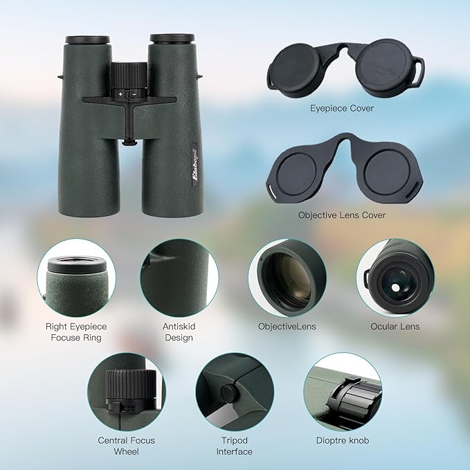 12X50ED Compact Binoculars for Adults – High-Powered BAK4 Prisms, Diamond White Coating, Waterproof & Fogproof, Rubber Armored – Ideal for Bird Watching, Hunting, Travel, Outdoor Sports
