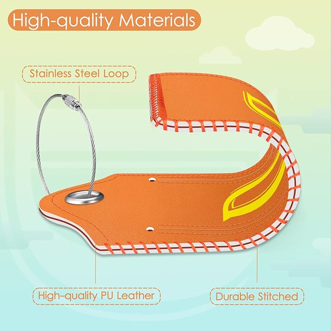 Fintie Luggage Tags, Privacy Cover ID Label with Stainless Steel Loop and Address Card for Travel Bag Suitcase, Orange-D (2 Piece)