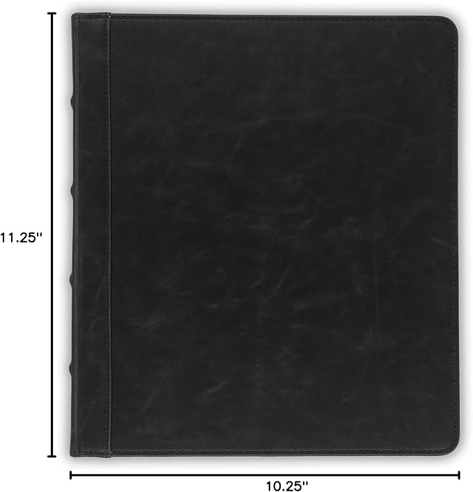 Samsill Vintage Leather Mini 3 Ring Binder 0.5 Inch Round Ring (Holds 100 Sheets), 5.5 x 8.5 Inch Documents, Professional Organizer, Planner, Notebook, Black