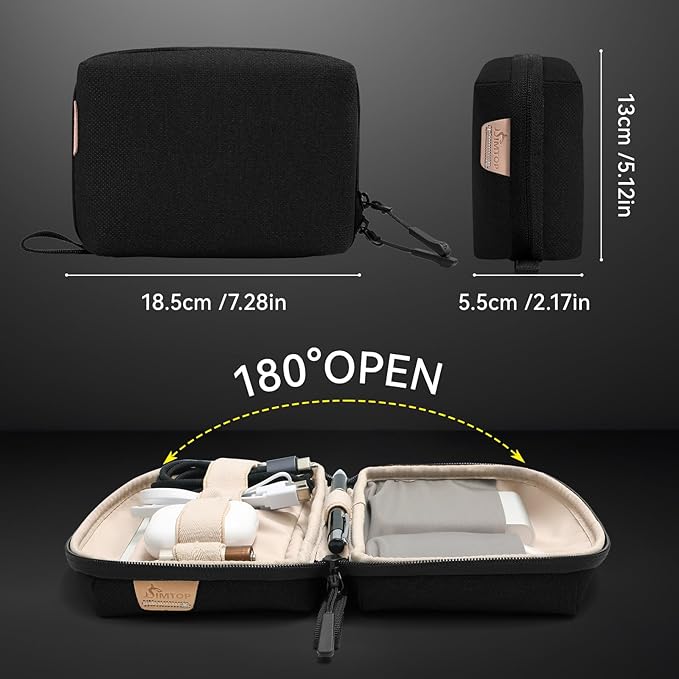 Electronics Organizer Cord Organizer Travel, Small Tech Bag for Cords, Chargers, Power Bank, Earbuds – Portable Cable Pouch for Office, Business Trip, Commute – Water & Scratch-Resistant