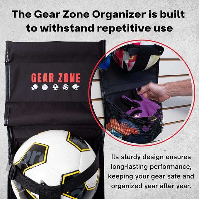 Hanging Sports Equipment Organizer | Multi-Purpose | Garage Sports Ball Storage | Storage for Basketball Football Volleyball Tennis Soccer Biking | Toy Storage | Includes Hook