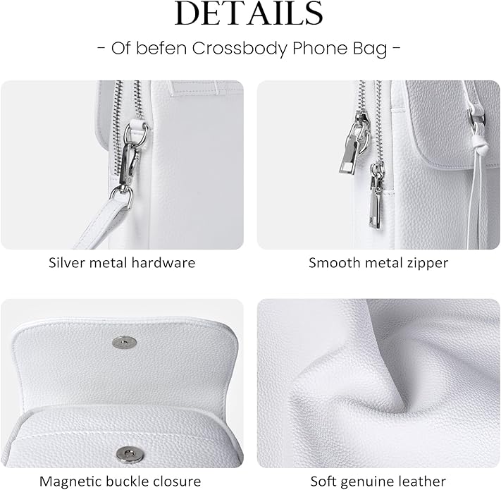 befen Genuine Leather Small Crossbody Bags for Women, Multi Pocket Cell Phone Crossbody Purse with RFID Blocking Card Slots