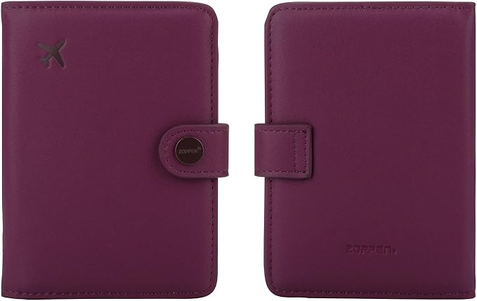 ZOPPEN Passport Holder Women, Passport Cover Travel Wallet Rfid Blocking Passport Wallet Cover Case Travel Essentials Document Organizer, Grape Purple