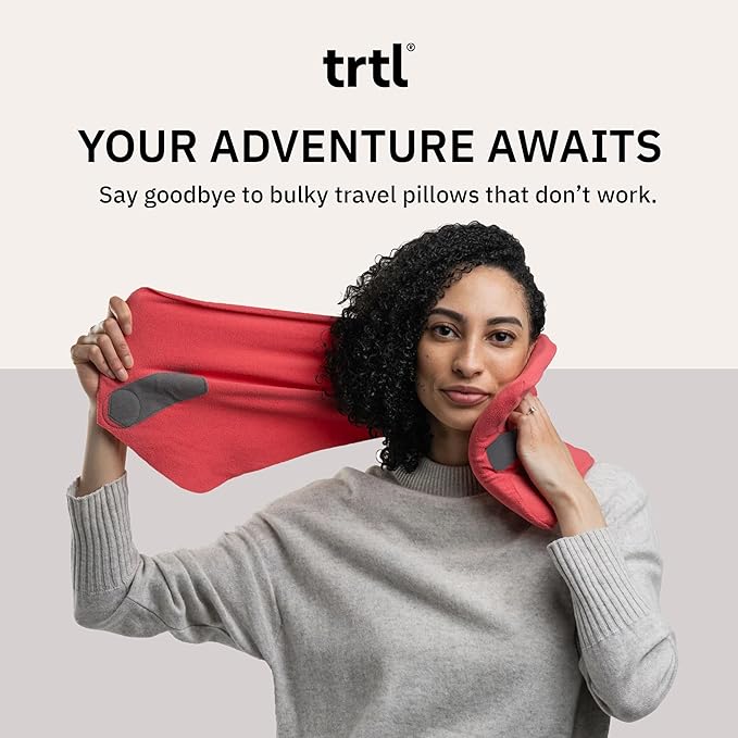 trtl Pillow - Scientifically Proven Super Soft Neck Support Travel Pillow - Machine Washable - Coral