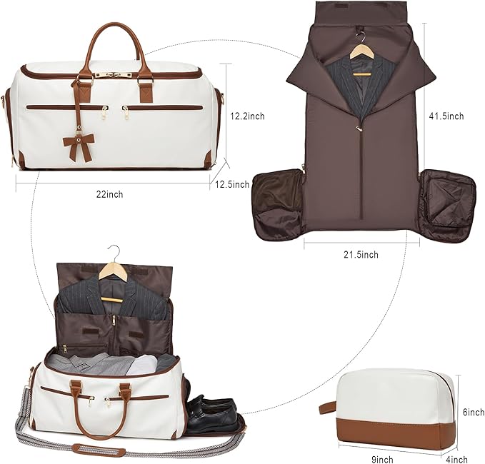 Carry On Garment Bag for Travel, Convertible Travel Garment Bag for Men Women, 2 in 1 Hanging Suitcase Suit Business Travel Bag