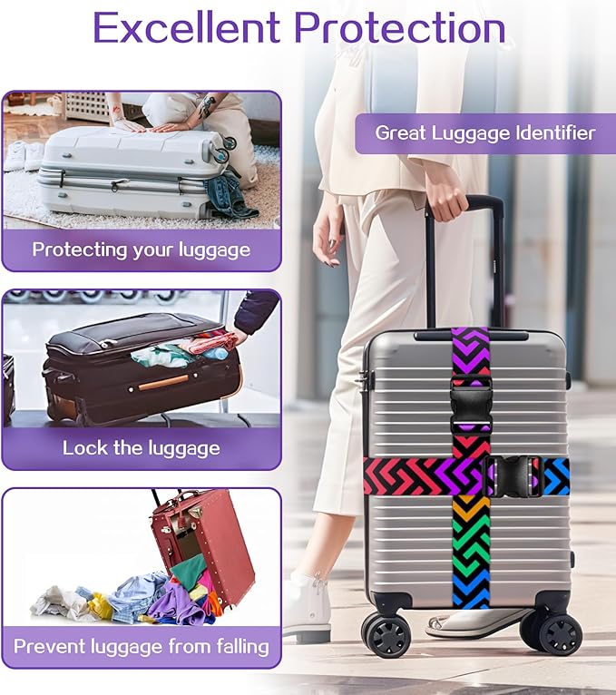 Luggage Straps for Suitcases Travel Belt Luggage Band Heavy Duty Traveling Luggage Identifier Cute Women Girls Unique Accesory,