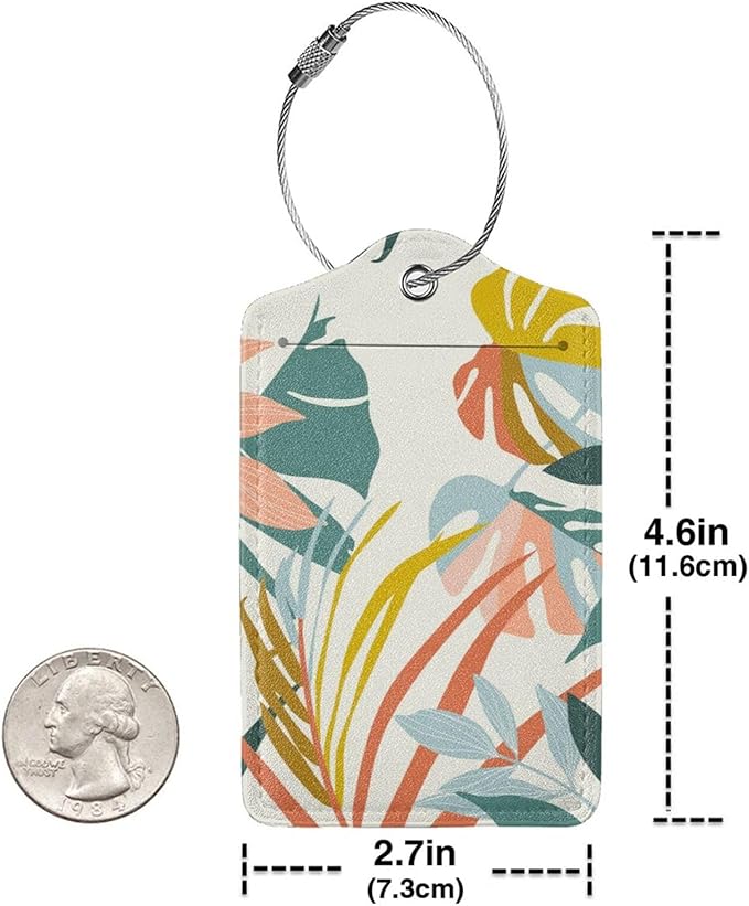 2 Pcs Boho Foliage Botanical Luggage Tag for Suitcases, Cruise Ship Essential Travel Gift for Men Women Couples, Honeymoon Anniversary Travel Boho Decor Bag, Funny Christmas Birthday Gifts
