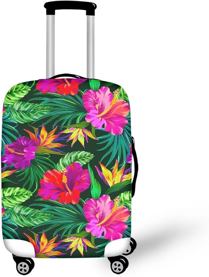 Tropical Floral Leaf Print Suitcase Cover Womens Travel Luggage Protector Cover Suitcase Baggage Decoraitve Covers for 22-25 inches