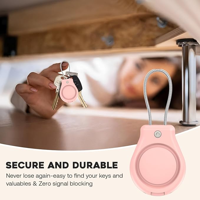 Waterproof AirTag Keychain Holder, Air tag Lock Case with Wire Cable Compatible with Apple AirTags, Durable & Secure Anti-Lost Protective Case with Keyring for Backpack, Key, Luggage (4 Pack)