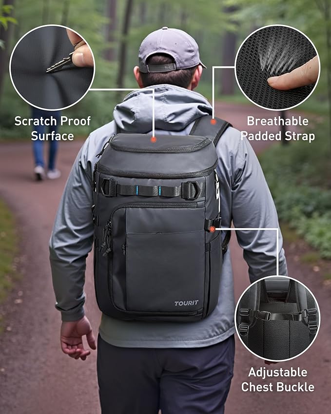 TOURIT 38 Cans Backpack Cooler: Leak Proof Waterproof 2 Insulated Compartments Soft Cooler Bag Beach Travel Camping Picnic
