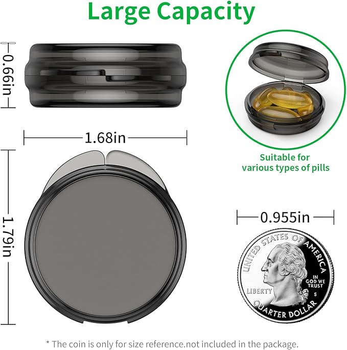 Small Pill Box, (4 Pack) Travel Pill Case Portable Daily Pill Organizer Mini Medicine Storage Container for Pocket Purse Cod Liver Oil Storage Box Earplug Case