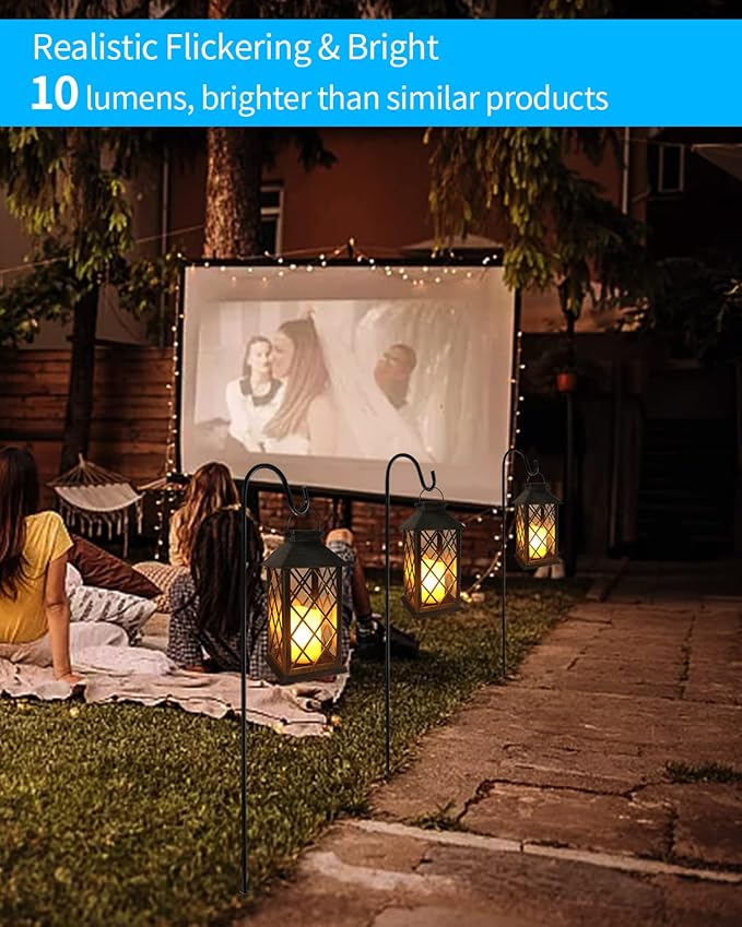 SHYMERY Solar Lantern,Outdoor Garden Hanging Lanterns,2 Pack 14 Inch Lasts 3X Longer 10 lumens Waterproof LED Flickering Flameless Candle Mission Lights for Table,Outdoor,Party Decorative