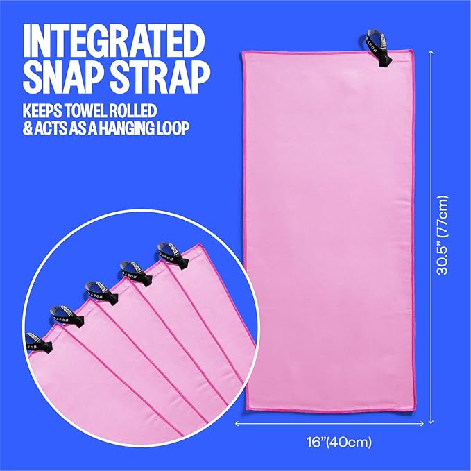 Acteon Microfiber Quick Dry Gym Towels, Silver ION Odor-Free Super Absorbent Pink Towels, Pink Towel Set, Womens Workout Accessories for Body Sweat Yoga Tennis