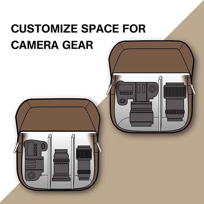 BAGSMART Camera Bag, SLR DSLR Canvas Crossbody Camera Case, Compact Camera Shoulder Bag with Rain Cover for Women and Men