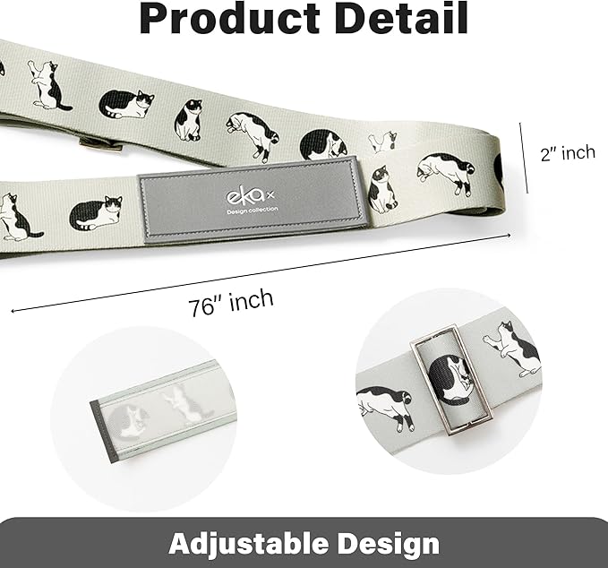 Luggage Straps for Suitcases,Adjustable Luggage Elastic Belt, Travel Essentials for Airport,Station, Vibrant Designs,(Tuxedo Cat)