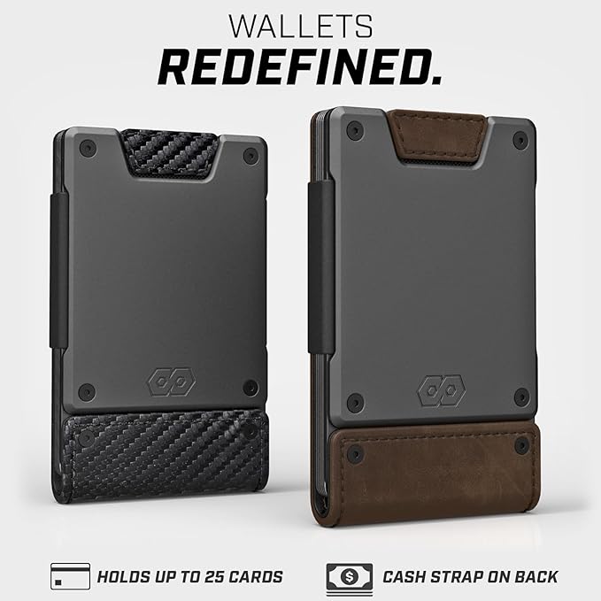 PROOF Wallet | Slim Minimalist Wallets for Men | Leather & Metal | RFID Wallet | Front/Back Pocket | Gift Box | Veteran Owned