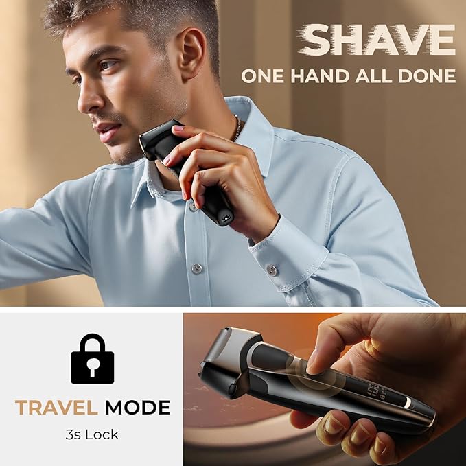 Electric Foil Shavers for Men: Portable Electric Razor for Face- Rechargeable Wet/Dry Waterproof Shaver with LED Display & Fast Charge-Ultra-Thin Razor for Close Shaving