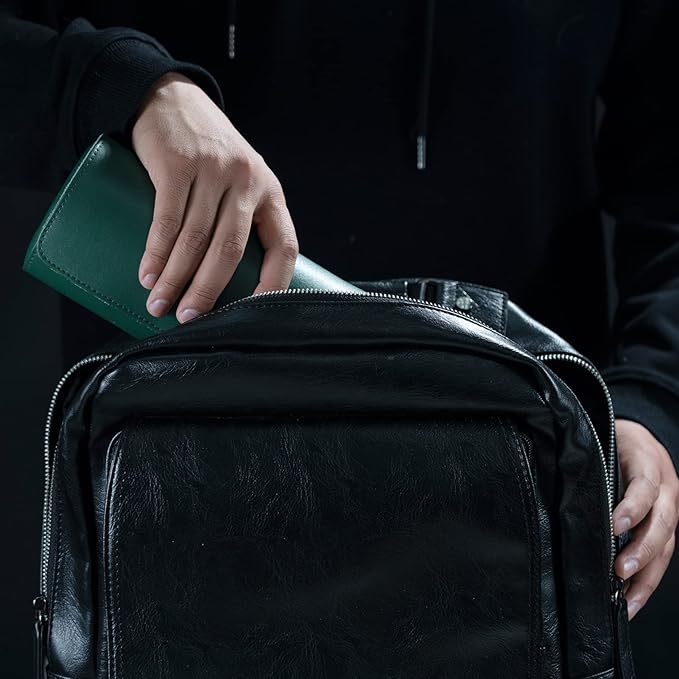MR.OKAY 3 Watch Travel Case- Classic Leather Watch Case With Perfect Texture.Portable Watch Roll Or Organizer For Storage And Display. Luxury Gifts For Men, All Handmade by Artisans.