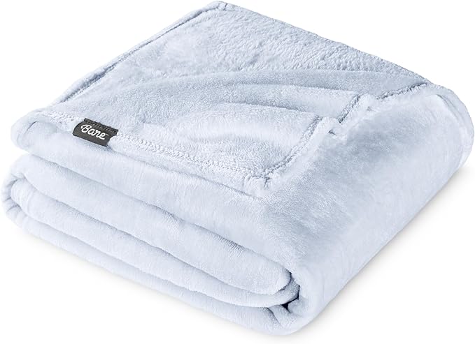 Bare Home Fleece Blanket - Throw/Travel - Ultra-Soft Lightweight for Bed, Sofa, and Couch - Luxury Microplush - Cozy Warm Blanket (Throw/Travel, Blue Mist)