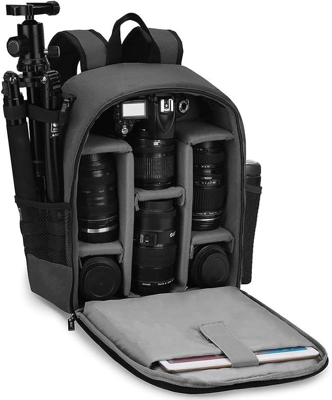 CADeN Camera Backpack Bag Professional for DSLR/SLR Mirrorless Camera Waterproof, Camera Case Compatible for Sony Canon Nikon Camera and Lens Tripod Accessories Gray