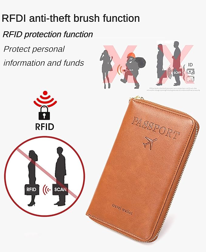 Rowgins Rfid Blocking Passport Holder Wallet, Rowgins Rfid Passport Holder with Zipper, PU Leather PassportHolder for Travel (SKY BLUE)