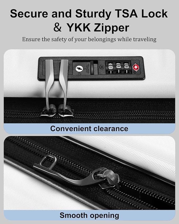 Expandable Checked Luggage, 28 Inch Luggage with Spinner Wheels, Lightweight ABS+PC Hard Shell Large Suitcase with Top Opening, TSA Lock (White, 1PC)