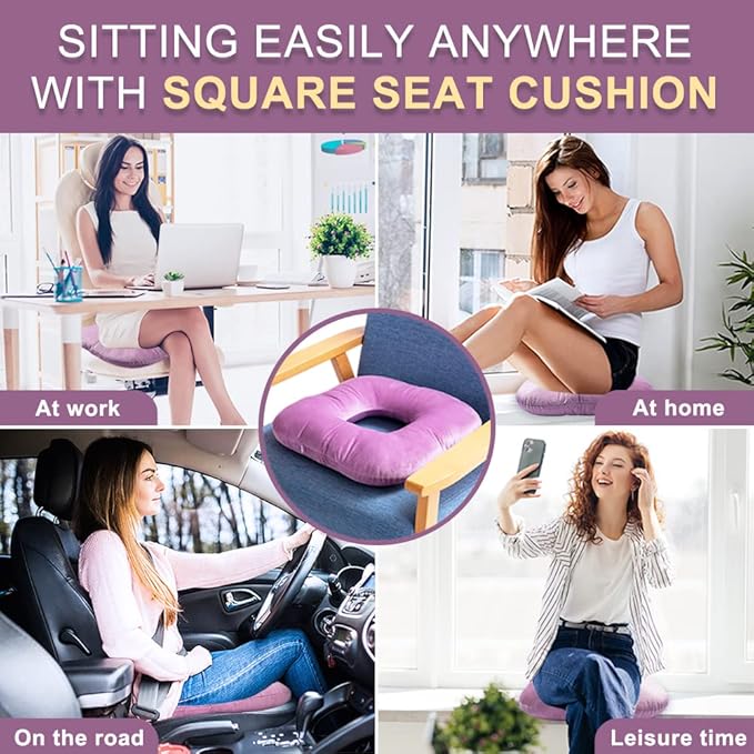 Stuffed Donut Pillow Seat Cushion | for Tailbone and Coccyx Pain, Hemorrhoids, Bed Sores, Pregnancy, Prostate, Surgery Recovery, Sitting Pressure Relief, for Home, Office and Car (Fuchsia pink)