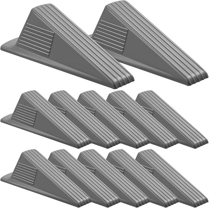 Frienda 12 Pcs Jumbo Door Stoppers Heavy Duty Door Stopper Tall up to 2inch Tall Wedge TPR Large Wedge Stackable Big Rubber Doorstop for Hotel Carpet Hardwood Concrete and Tile (Gray)