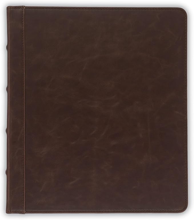 Samsill Vintage Leather Binder, 0.5 Inch Round Ring (Holds 100 Sheets), Letter Size 8.5x11 Documents, Professional Organizer Portfolio, No Zipper, Brown