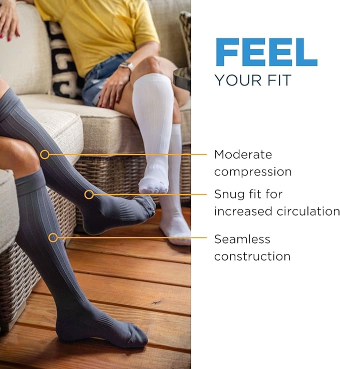 Medical Grade Compression Socks for Men & Women 15-20 mmHg by OrthoSleeve (Blue w/Stripes, X-Large)
